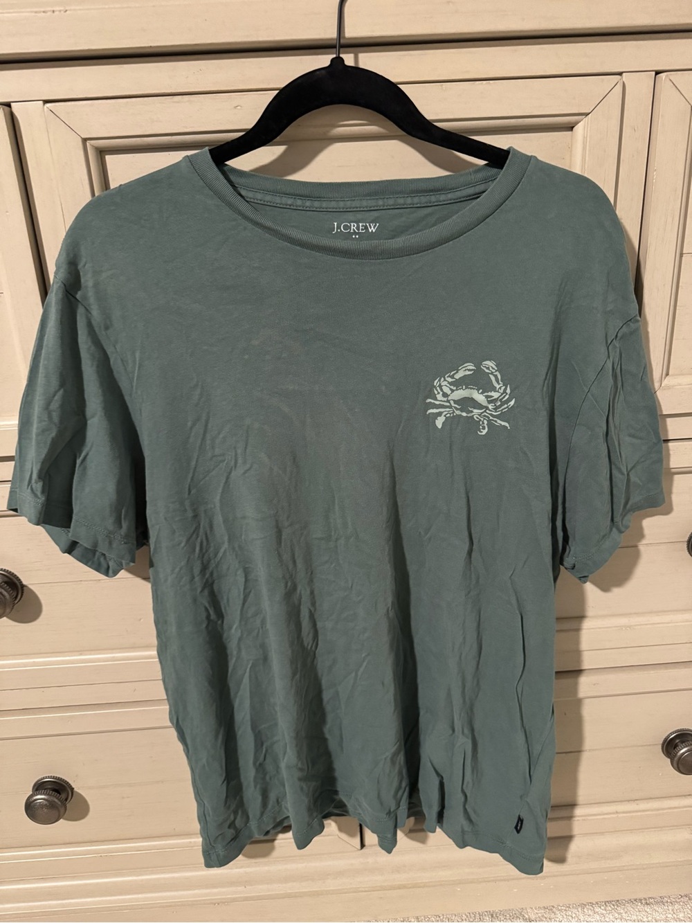 J. Crew Short Sleeve Tee in Sage Green with Crab Chest Graphic